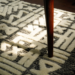 Nature's Embrace Modern Handmade Woollen <b>Rug</b> Earthy Tones Handwoven Wool <b>Boho</b> Carpet Plush Pile Height Washable Square Home - Product Image 3