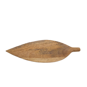 Ensemble de 3 plats en forme de feuille de mangue couleur naturelle plateau en bois d'acacia de taille moyenne pour servir la cuisine et la vaisselle de table - Product Image 2