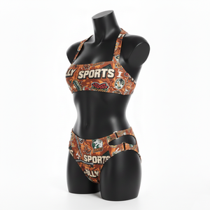 Conjunto de Bikini Premium para Mujer, 225 GSM, Nailon y Spandex, Diseño con Estampado Gráfico de Óxido, Estilo Panel, Logotipo con Transferencia Térmica - Product Image 2