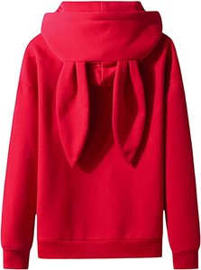 ใหม่เสื้อสเวตเตอร์ผ้าโฟม3D สไตล์กระต่ายสำหรับผู้หญิงเสื้อฮู้ดพิมพ์ลายพัฟผ้าฟลีซโอเวอร์ไซส์ผ้าลินินโอเวอร์ไซส์ - Product Image 4