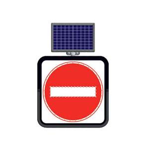 Señal de Tráfico Reflectante de 60 x 60 cm con Energía Solar, Señal de Prohibido el Paso con Flecha para Uso en Carreteras - Product Image 1