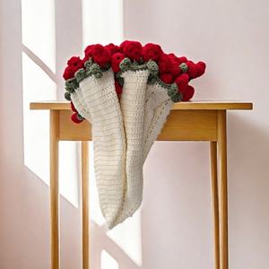 2025 Hot Style Handmade Red Rose Crochet Flower <b>Bouquet</b> Blanket New Design for Home Decoration and Holiday Gifts - Product Image 4