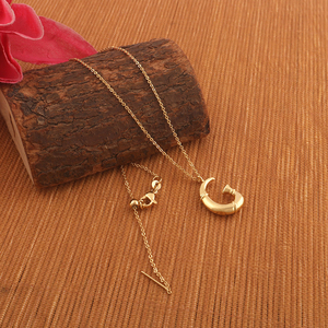 Collar inicial de oro con letra burbuja personalizada, joyería metálica lisa, colgante de alfabeto G mayúscula, collares de cadena chapados en oro - Product Image 6