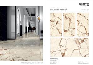 Azulejos de pared de porcelana pura blanca sin fin 600x1200cm con diseño moderno tallado en oro para paredes interiores - Product Image 3