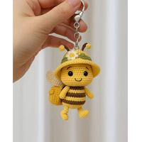 Crochet porte-clés pour animaux de compagnie fait à la main: mini animaux au crochet, dessins mignons, breloque accessoire de décoration de sac à dos.