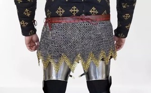 Jupe en cotte de mailles médiévale imprimée sur mesure de haute qualité anneaux en laiton rivetés plats de 9mm fil d'acier plaqué de calibre 18 prix de gros - Product Image 2