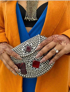 Antique Bohème Mosaïque Métal & Résine Pierre Floral Embrayage Sac de Soirée en Résine pour Fêtes & pour Mariées et Filles par Artisanat de Luxe - Product Image 4