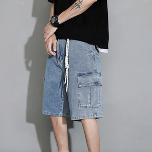 Hommes personnalisé luxe snack compression blanc entraînement streetwear jeans denim shorts hommes 2024 fabricant en gros - Product Image 5