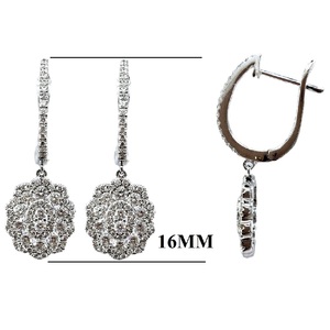 Boucles d'oreilles créoles petites en or blanc massif 18 carats avec diamants véritables, serti griffe en forme de fleur, personnalisables avec logo, haute qualité, tendance, bijoux fins - Product Image 2