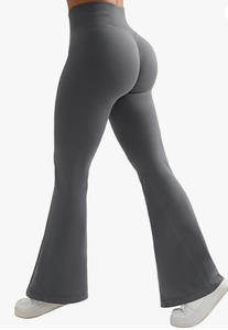 Venta al por mayor personalizado acanalado pantalones acampanados en forma de V cintura elástica Fitness Yoga Leggings con bolsillo - Product Image 5