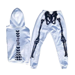OEM Wholesale Men's Graphic Print Tracksuit Fleece Cotton Two Piece Set Streetwear - Product Image 3