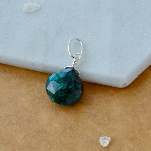 Colgante de Piedra Preciosa Facetada en Forma de Lágrima de Crisocola, Piedra Natural Azul Verde, Chapado en Oro Rosa, Joyería Artesanal - Product Image 5