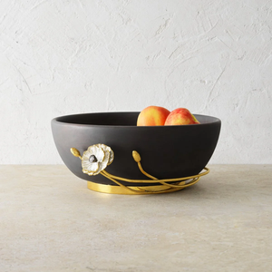 Bol de service ovale bas orchidée moyen Bol en métal inspiré des fleurs pour une salle à manger élégante et une présentation de table - Product Image 5