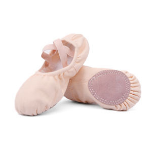 Chaussures de danse de ballet pour filles de haute qualité prix de gros direct d'usine cuir véritable avec semelle extérieure fendue souple - Product Image 2