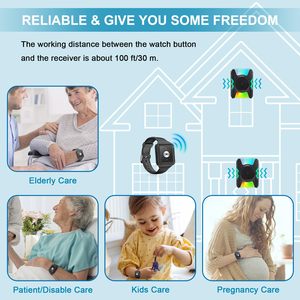 DAYTECH sans fil soignant bouton d'appel Portable poignet téléavertisseur montre <span class=keywords><strong>aide</strong></span> alerte personnes âgées surveillance alarme urgence infirmières patients - Product Image 2