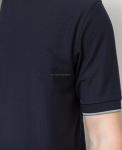 Polo de verano con cremallera para hombre, personalizado, transpirable, de color sólido, con estampado, MOQ bajo, 180 g - Product Image 4