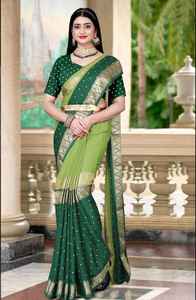 Saris en soie crêpe, robes de carrière haut de gamme, vêtements ethniques indiens pour les occasions spéciales, en stock, fabriqués en Inde à prix avantageux - Product Image 2