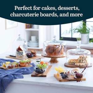 ถาดเสิร์ฟไม้คุณภาพสูง ดีไซน์หรูหรา คลาสสิก เป็นมิตรกับสิ่งแวดล้อม พร้อมฝาปิด ใช้สำหรับวางเค้ก ปลอดภัยสำหรับเครื่องล้างจานและไมโครเวฟ เหมาะสำหรับตกแต่งงานเลี้ยง ใส่ผลไม้และของหวาน - Product Image 6