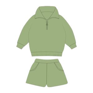 Conjunto de Ropa Infantil de Color Sólido, Ropa para Bebés con Logotipo Personalizado, Traje para Niñas, Sudadera con Cremallera, Mangas Largas, Tops, Pantalones Cortos, Conjunto Infantil - Product Image 4