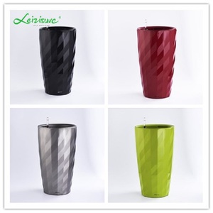 Macetas de Plástico Cerámico con Superficie de Diamante Grande, Macetas Negras Esmaltadas con Autorriego, Decorativas Altas <span class=keywords><strong>para</strong></span> Interiores o Exteriores - Product Image 6