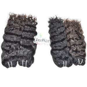 Extensiones de cabello humano de templo indio alineado con cutícula, mechones rizados naturales crudos de cabello virgen fabricados en color negro al por mayor - Product Image 4