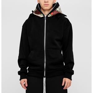 Sudadera con Capucha Completa con Cierre Digital Personalizada al por Mayor para Invierno, 100% Algodón, Felpa, Transpirable, Antiarrugas, de Secado Rápido, Ropa Urbana para Hombre - Product Image 5