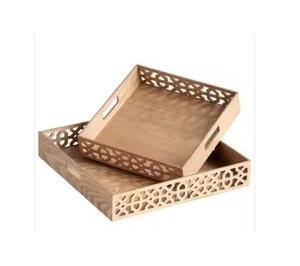 Bandeja de madera redonda de gran oferta con bandeja elegante con asa para servir o almacenar - Product Image 5