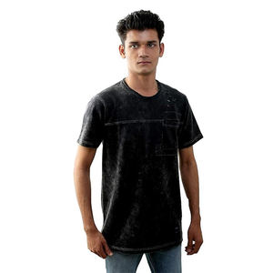 Premium 300 Gsm Camiseta vintage de cuello redondo de gran tamaño para hombre Camiseta personalizada de alta calidad de punto lavado patrón sólido Puff Technique - Product Image 1