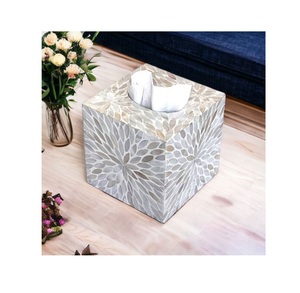 Home Office Countertop <b>Tissue</b> Storage <b>Box</b> Superior Quality Mother Pearl <b>Tissue</b> <b>Box</b> <b>Holder</b> Colorful Flowers <b>Tissue</b> Organizer - Product Image 5
