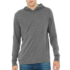 Bella แคนวาสสำหรับผู้ชาย, เสื้อยืดผ้าฝ้ายแขนยาวเสื้อมีฮู้ดสีเทา - Product Image 4