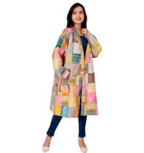 Abrigos de algodón hechos a mano para mujer, chaqueta cálida para mujer, abrigos largos de algodón personalizados, chaquetas de manga larga de retazos con cinturón para mujer - Product Image 1