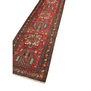 Nuray Jaipur Rugs US <b>Red</b> & Orange Hand Knotted Wool Rugs Paem-1191 Geometric Pattern for Home Use - Product Image 2