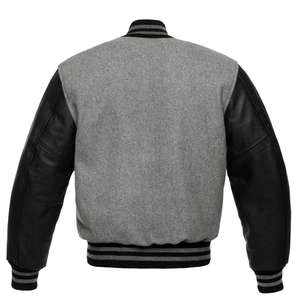 Chaqueta extragrande de estilo callejero personalizada para hombre con diseño universitario bordado estampado con cuello levantado - Product Image 3