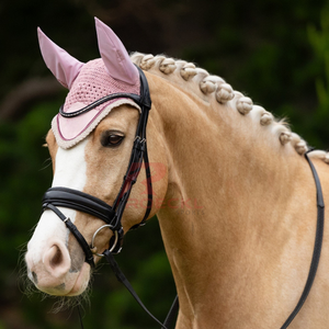 Pakistan Made Premium Horse Ear Bonnet Eleganter Häkel fliegens ch leier Leicht atmungsaktiv Wasch bar für Show und Reiten - Product Image 5