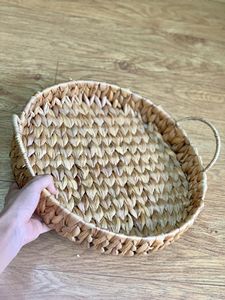 Multi-Functional Storage <b>Bread</b> Tray Seagrass <b>Basket</b> with Dry Water Hyacinth Metal Frame and Lid for Food Storage - Product Image 3
