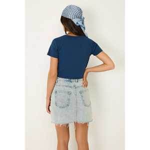 T-shirt court décontracté à manches courtes et col rond en tissu turc 100% coton, coupe classique - Product Image 4