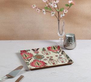 Plateau de service en métal émaillé, finition élégante, écologique, durable, motif floral, design artisanal, pour la maison, l'hôtel, la restauration - Product Image 6