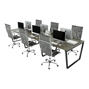 Escritorio Modular en Forma de L de 6 Piezas, Contemporáneo, 360x120 HBTC015 - Muebles de Oficina de Melamina, Ensamblaje en Casa - Product Image 1