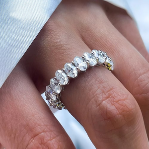 Anillos de eternidad de moissanita de corte ovalado de 0,3 quilates con certificado, banda de boda de diamante medio/completo para mujer - Product Image 5