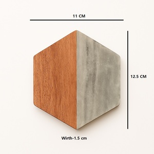 Marble Wood Hexagonal Coaster Tabletop <b>Protector</b> and Cup Holder for Multiple Cup coaster Wooden kitchen accessories for decor - Product Image 5