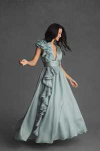 Vestido de cóctel largo sin mangas para mujer elegante antiestático con escote en V y silueta elegante - Product Image 2