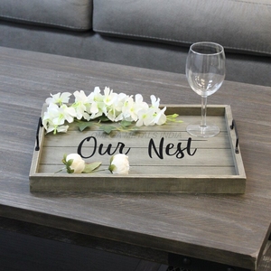 Top Trending Wooden Tray <b>Set</b> in Natural Mango Color with <b>Square</b> Shape and Charming Our Nest Design Ideal for Stylish Display - Product Image 2