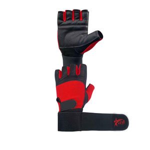 Gants de fitness en cuir demi-doigt pour hommes pour l'entraînement de musculation Gants d'haltérophilie avec support de poignet - Product Image 3