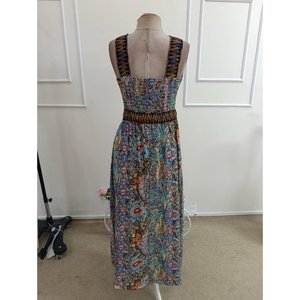 Vestido Largo Étnico con Estampado, Escote Cruzado en la Parte Delantera, Hombros Descubiertos y Abertura Lateral para Mujer, 36064 - Verde - Product Image 6
