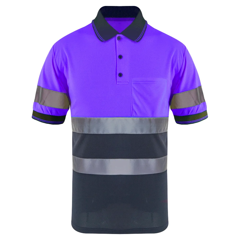 Toptan yüksek kalite özelleştirilmiş kısa kollu yüksek görünürlük güvenlik iş elbisesi T shirt yüksek görünürlük pamuk polo t shirt