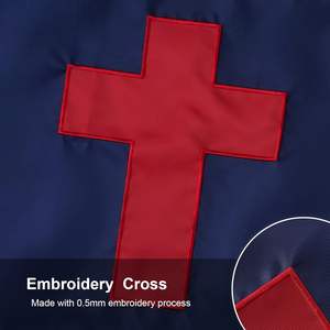Drapeau chrétien 4x6 pieds fabriqué aux États-Unis, croix brodée, polyester résistant, 2 œillets en laiton, bannières d'extérieur - Product Image 6