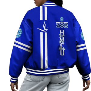 Zeta Phi Beta 1920 Azul Blanco Fundadores ZPB Varsity Letterman Jacket Sorority Greek Life Chenille Patch Style Gear - Product Image 2