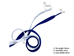 Cordones de poliéster blancos planos de 8mm para zapatillas de deporte TW - Product Image 3