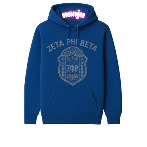 2025 nueva llegada Etiqueta Privada hermandad y fraternidad Camo Zeta Phi Beta 100% algodón Rhinestone Log Pullover sudaderas con capucha de algodón - Product Image 3