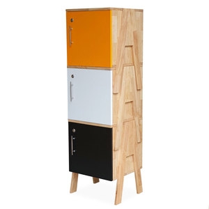 Casiers empilables en bois de caoutchouc 40x40x112cm, lot de 3, verrouillables HOTK68004 - Product Image 1